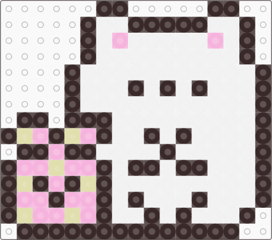 Kawada Perler Shirokuma & Furoshiki - brown, character, fuse bead, kawaii, polar bear, san x, small, sumikko gurashi, white
