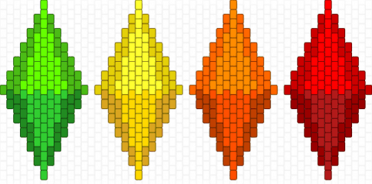The Sims Plumbob - Green, Yellow, Orange, Red - crystal, diamond, gaming, green, orange, panel, peyote, red, video game
