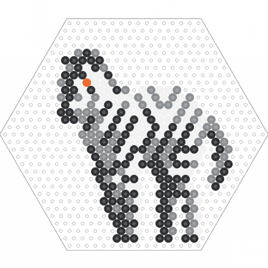 Zebra (Hexagon Board) - animal, black and white, fuse beads, gray, nature, perler, safari, stripes