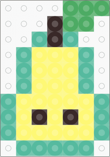 Kawada Perler Small Pear Cross Section - easy, food, fruit, green, slice, teal, tiny, yellow