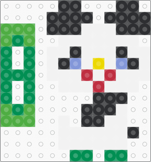 Kawada Perler Small Panda Standee - white,green,tiny,mini,animal,3d,bear,black