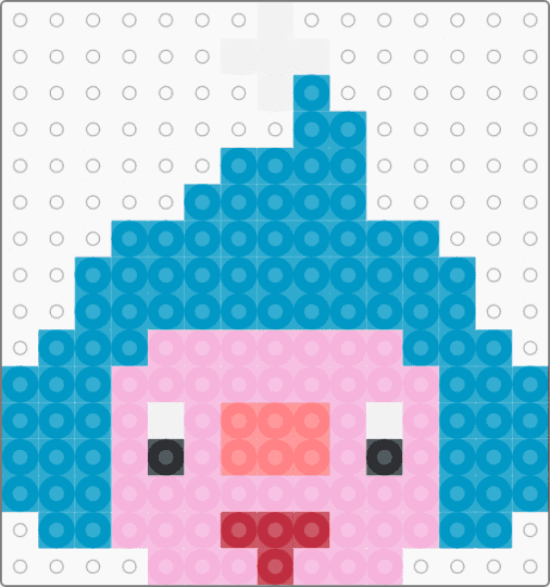 Kawada Perler Mime Jr. - light blue,pink,pokemon,pkmn,small