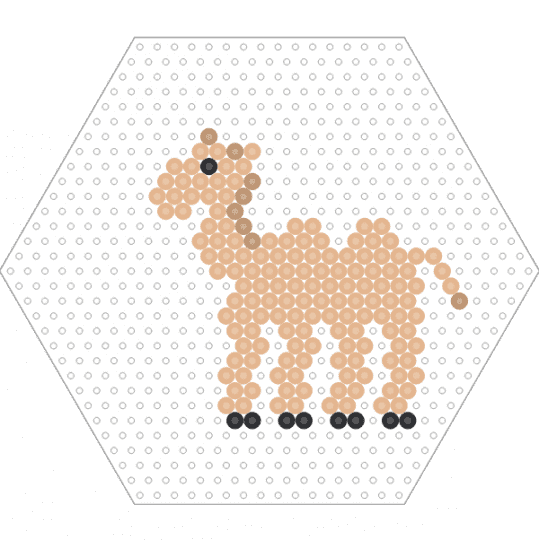 Camel (Hexagon Board) - animal, beige, brown, desert, fuse beads, nature, perler, tan