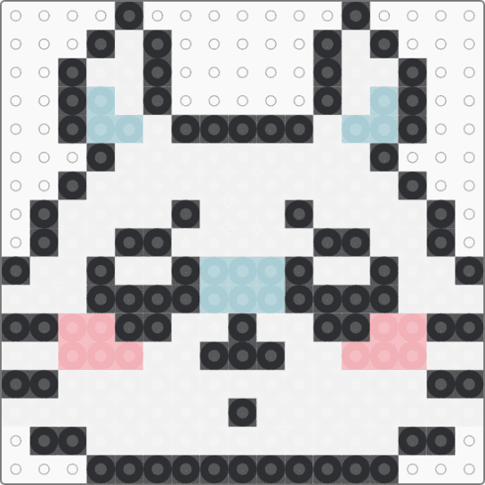 Kawada Perler Momonga Head - white,light blue,beige,pastel,chiikawa