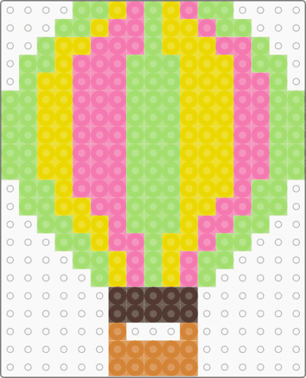 Kawada Perler Hot Air Balloon Pastel - green,yellow,pink