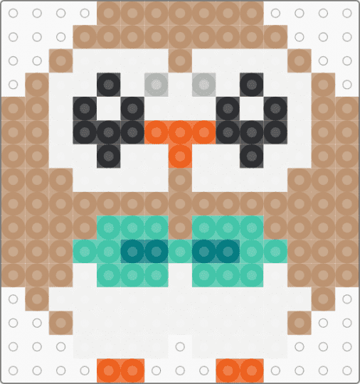 Kawada Perler Rowlet - beige,pokemon,pkmn,small