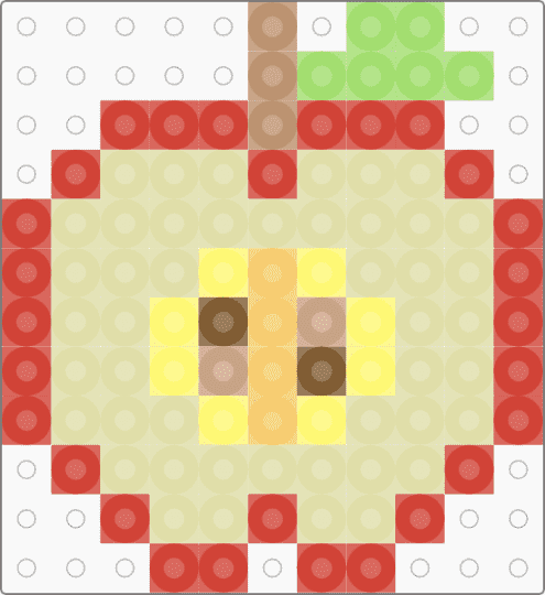 Kawada Perler Small Apple Cross Section - red,yellow,food,fruit,slice,beige