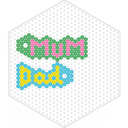 Mum & Dad Keyrings (Hexagon Board) - charm, father, fathers day, fuse bead, green, keychain, light blue, mother, mothers day, perler