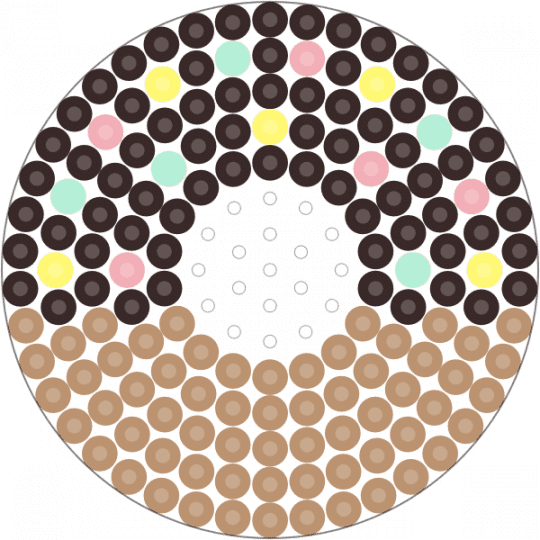 Kawada Perler Donut (Circle Pegboard) - beige, brown, chocolate, dessert, doughnut, food, fruit, small, sweets