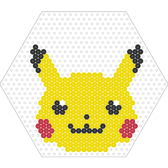 Piakchu Head (Hexagon Board) - character, cute, fuse bead, nintendo, perler, pokemon, video game, yellow