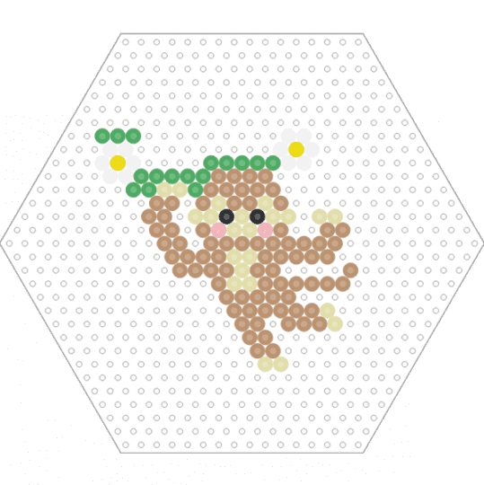Monkey on Vine (Hexagon Board) - animal, beige, brown, fuse beads, jungle, nature, perler