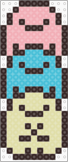 Kawada Perler Tapioca Stack (Sumikko Gurashi) - blue, brown, character, fuse bead, kawaii, pastel, pink, san x, yellow