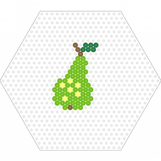 Kawada Perler Pear (Hexagon Board) - food, fruit, fuse beads, green, small