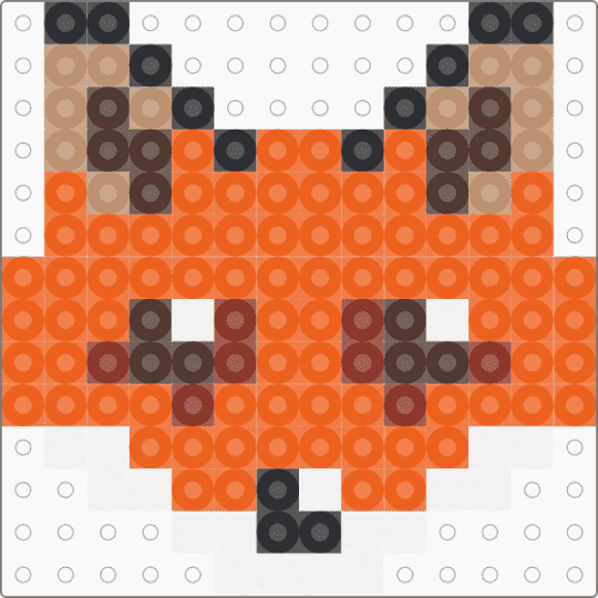 Perler Fox Head - animal, cute, fuse beads, nature, orange, small
