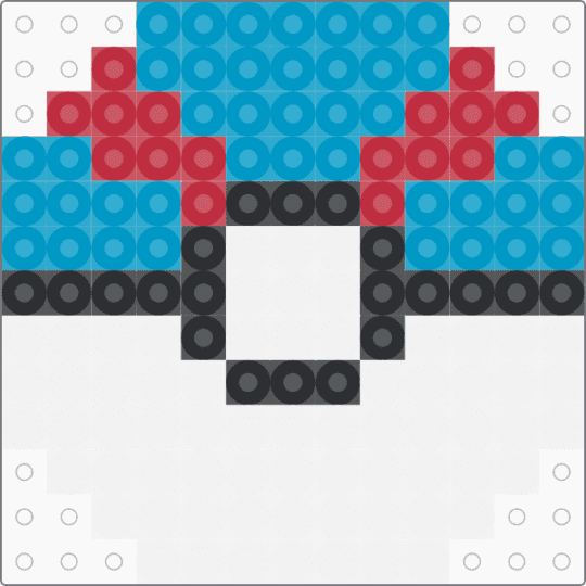 Kawada Perler Great Ball - light blue,red,pokemon,pkmn,small