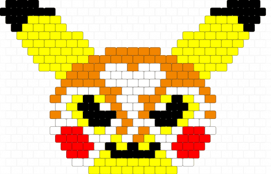 Pikachu Libre Head - cute, gaming, nintendo, orange, pokemon, yellow