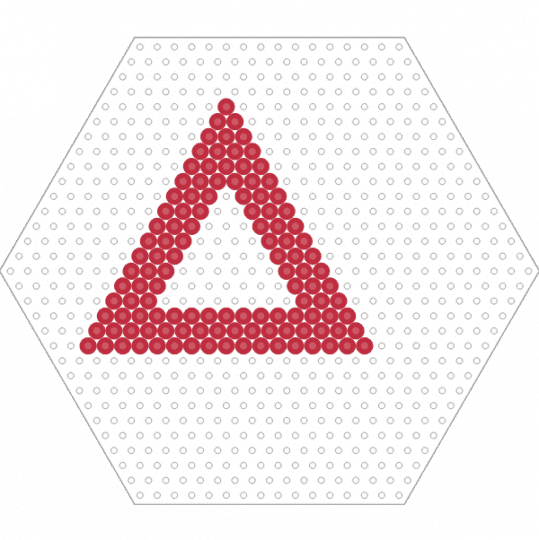 Hollow Triangle (Hexagon Board) - fuse beads, geometric, perler, red, shape