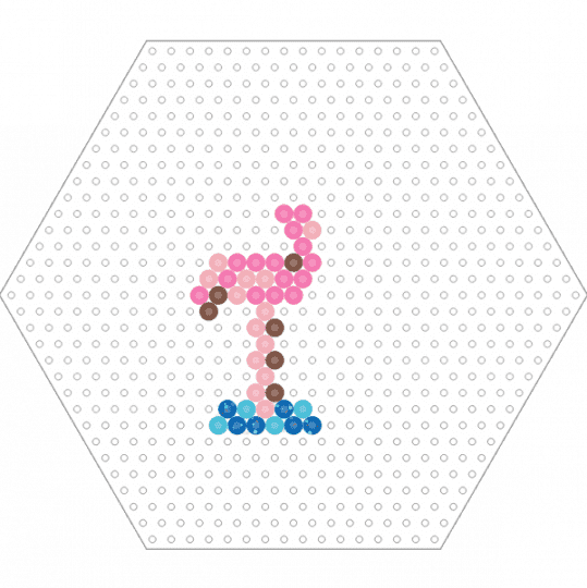 Tiny Flamingo (Hexagon Board) - animal, beige, bird, easy, fuse beads, nature, perler, pink, small