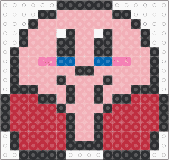 Kawada Perler Kirby Sitting - beige,red,pink,cute,kawaii,nintendo,small