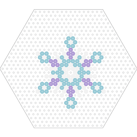 Kawada Perler Hexagon Snowflake - light blue,pink,winter,pastel,blue,purple,geometric