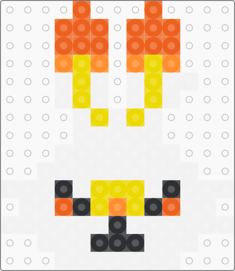 Kawada Perler Scorbunny - white,yellow,orange,small,pokemon,pkmn