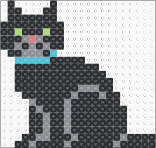 Kawada Perler Black Cat - black,gray,kitty,kitten,pet,animal