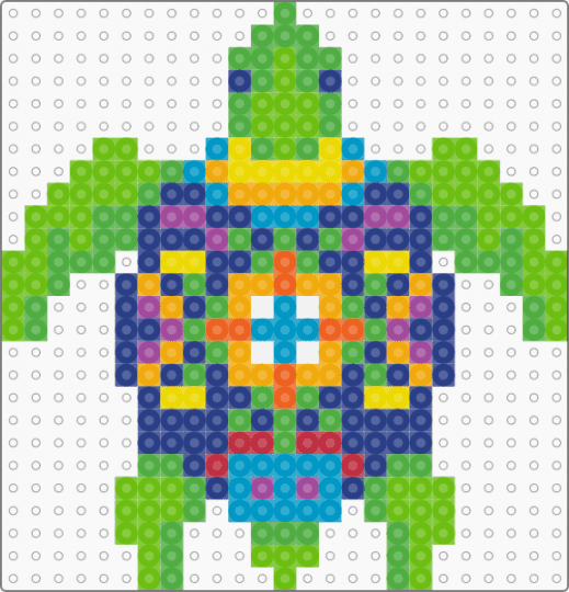 Perler Colorful Turtle - animal, aquatic, blue, colourful, cute, fuse beads, green, nature, sea life, trippy