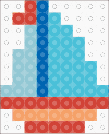 Kawada Perler Small Sailboat - red,light blue,tiny,mini,blue,boat