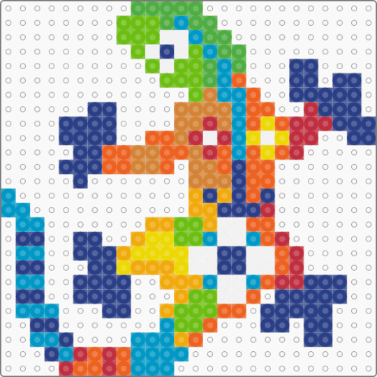 Perler Colorful Lizard - animal, blue, colourful, cute, fuse beads, nature, orange, reptile, trippy