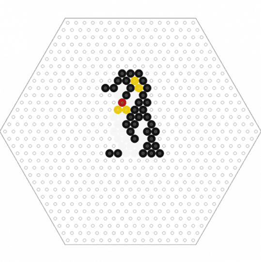 Hama Penguin (Hexagon Board) - animal, arctic, black, easy, fuse bead, nature, perler, simple, white, yellow