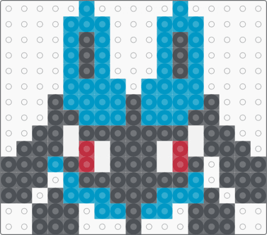 Kawada Perler Lucario - gray,light blue,pokemon,pkmn,small