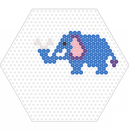 Elephant Spraying (Hexagon Board) - animal, blue, fuse beads, nature, perler