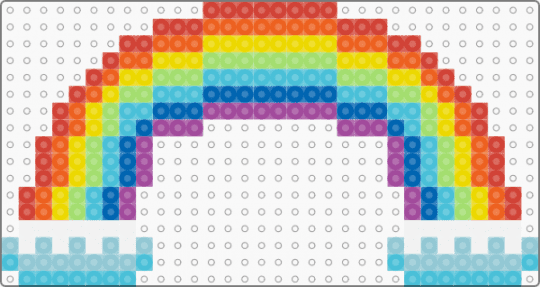Kawada Perler Rainbow Arch & Clouds - light blue,red,orange,yellow,nature,sky,medium