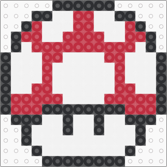 Mario mushroom - white,red,mario,grow up,mushroom,all perler beads,black,super mario