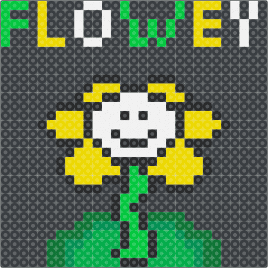 Flowey the flower - black,yellow,green,undertale,flowey,pixel art,flowey the flower,flower,fuse beads