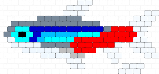 Neon Tetra - gray,light blue,red,fish