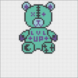 Level up Bear - level up,teddy,bear,zombie,stitches,cute,dj,edm,music,green,purple