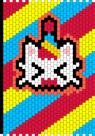 clown - red,light blue,yellow