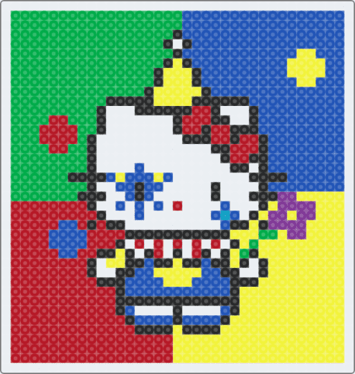 kitty - blue, green, red, yellow