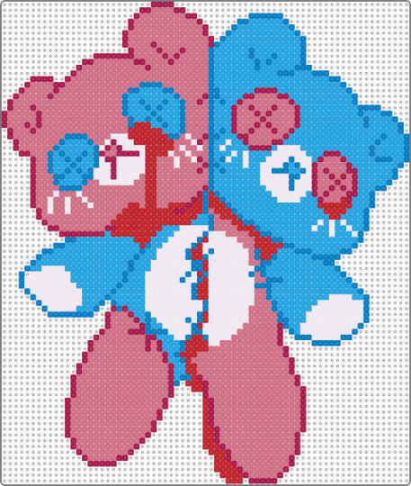 Stitched bears (PLS READ DESCRIPTION) - blood, blue, halloween, light blue, pink, spooky, stiches, stuffed animal, teddy bear
