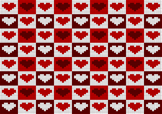 Red & White Checkered Hearts - brown, checkered, heart, red, white
