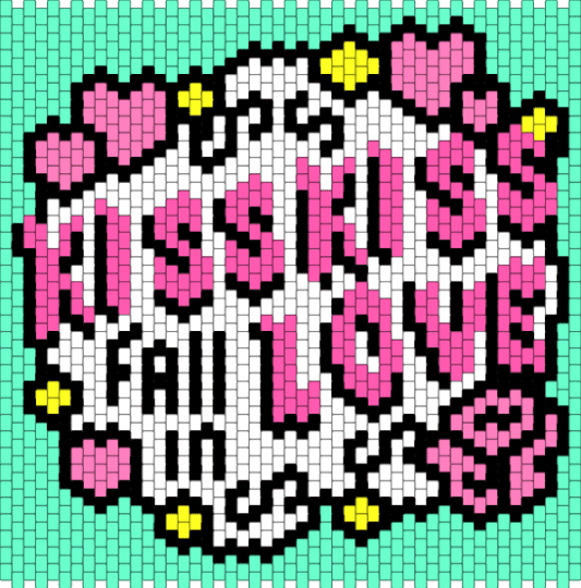 Kiss kiss fall in love - pink, teal