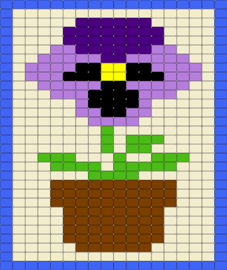 Flower v2 - blue, brown, pink, white