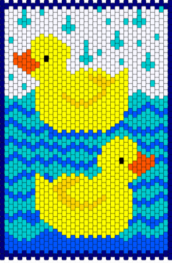 2 Ducks in Water Panel - blue,light blue,yellow