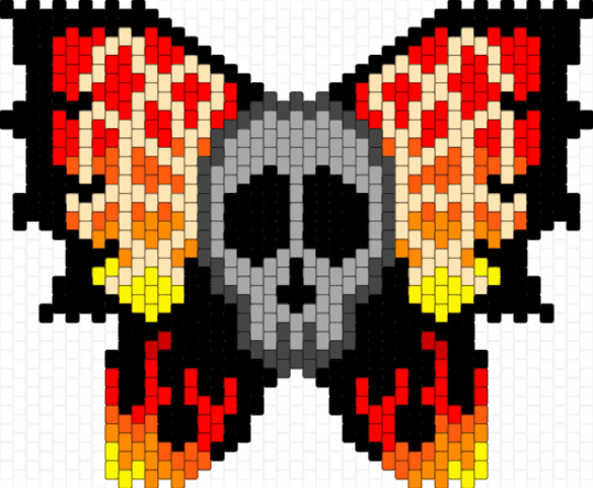 Skull Butterfly - beige, red