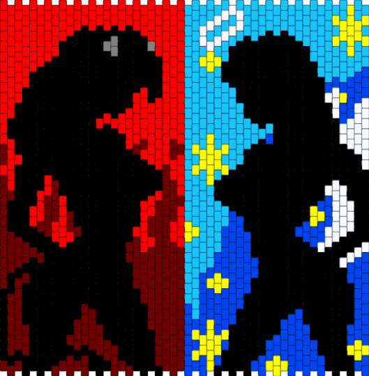 Demon & Angel Panel - black,red,light blue,brown,colorful,demon,angel