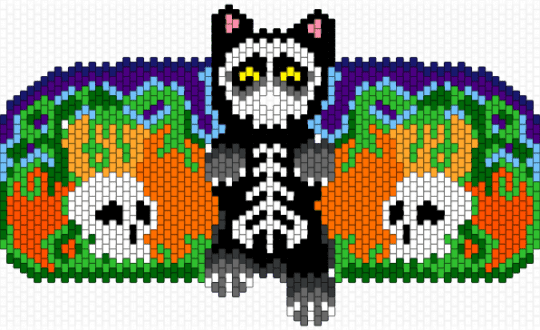 Skeleton cat pt 1 - green, orange, purple