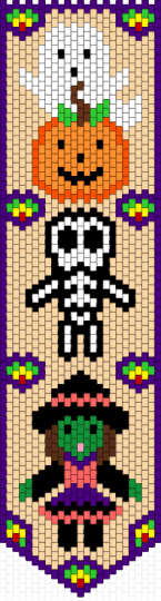 Halloween Characters Banner - banner, beige, characters, halloween, purple, spooky