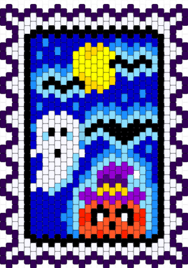 Halloween stamp - purple,light blue,halloween,ghost,pimpkin
