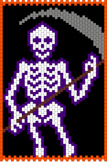 Skeleton with Scythe - black, orange, purple, scythe, skeleton